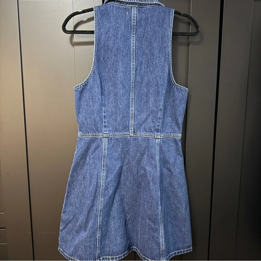 NWT Meshki Eugenie Collared Denim Mini Dress - Dark Blue - Picture 6 of 7